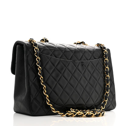 Lambskin Quilted XL Jumbo Single Flap Black