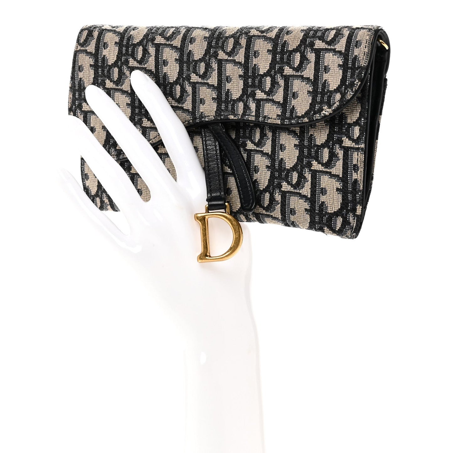 Oblique Saddle Chain Long Wallet Blue
