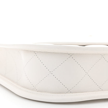 Calfskin Quilted Small Hobo White