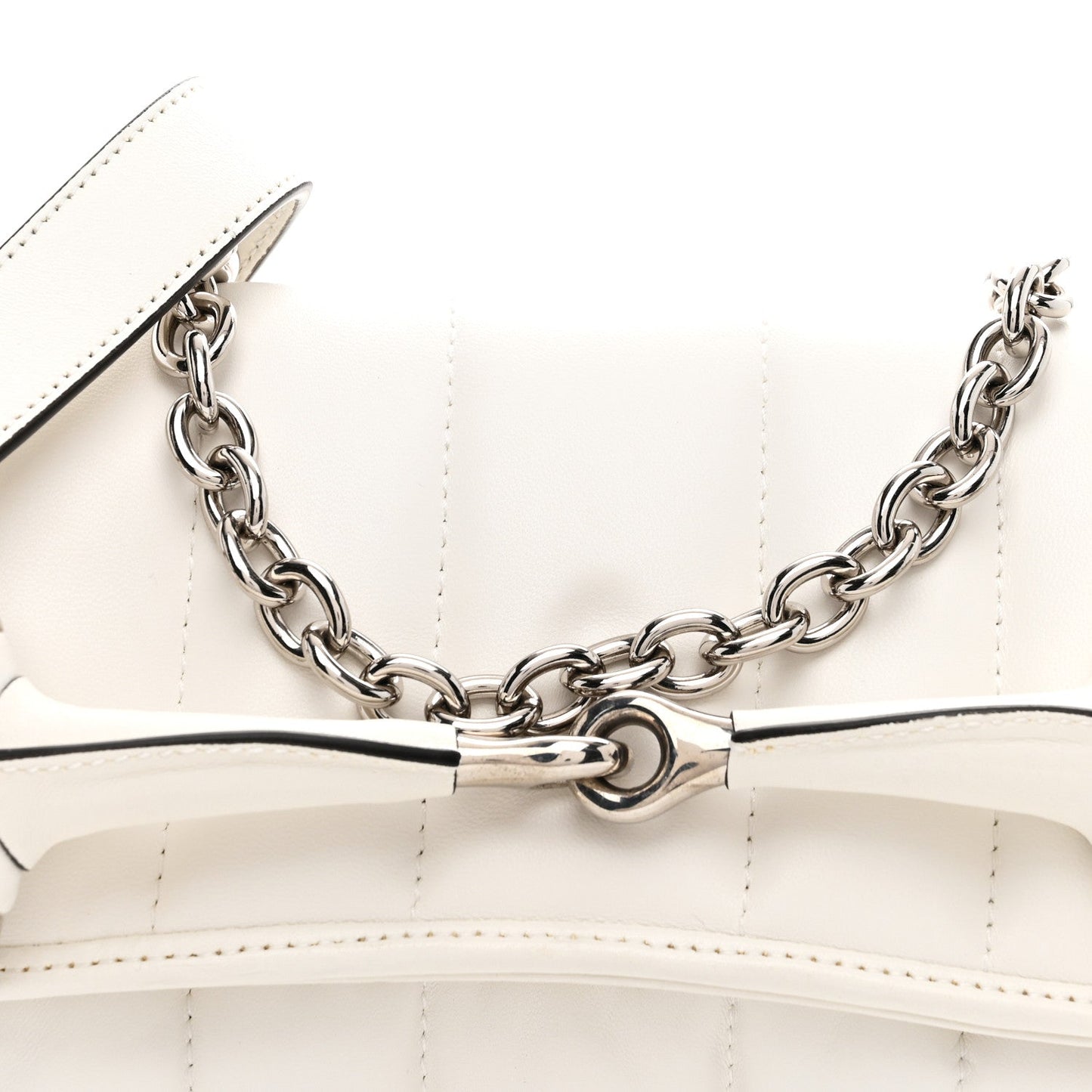 Nappa Vertical Matelasse Medium Maxi Horsebit Chain Shoulder Bag Mystic White