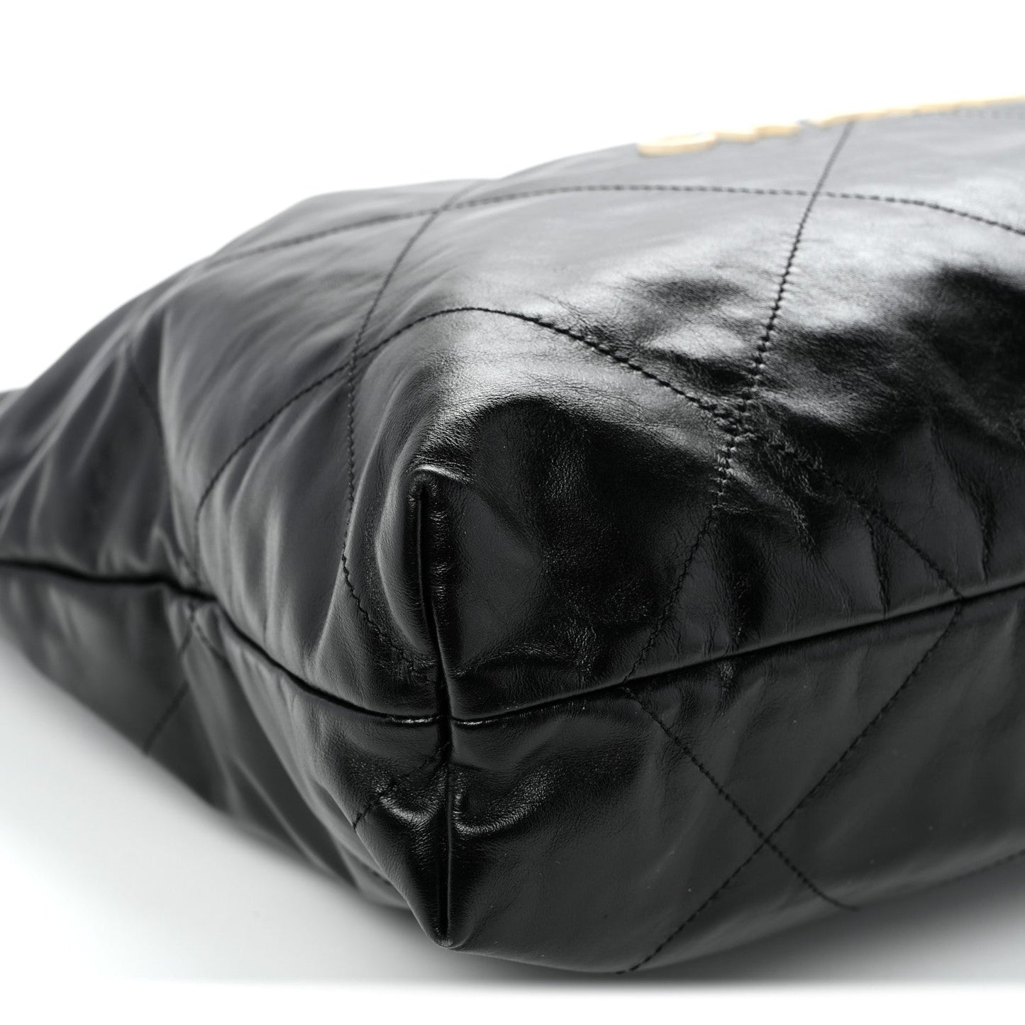 Shiny Calfskin Quilted Large Chanel 22 Black
