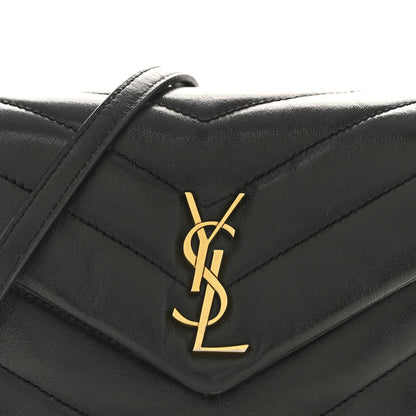 Calfskin Y Quilted Monogram Toy Loulou Crossbody Bag Black