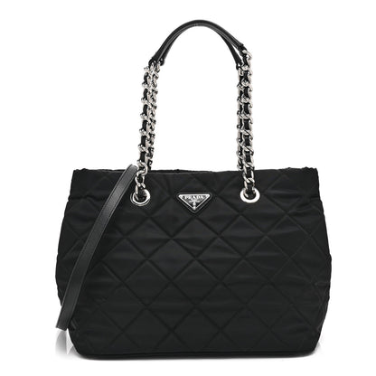 Nylon Tessuto Impuntu Quilted Tote Black