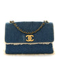Frayed Denim Quilted Flap Blue