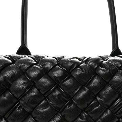 Calfskin Intreccio Rumple Desiree Shoulder Bag Black