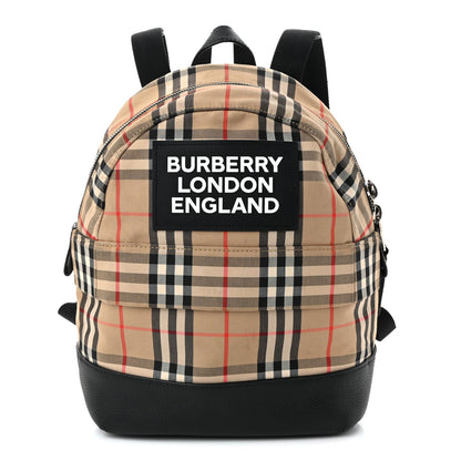 House Check Canvas Calfskin Small Nico Backpack Archive Beige