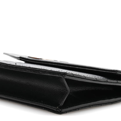 Grain De Poudre Matelasse Chevron Monogram Envelope Chain Wallet Black