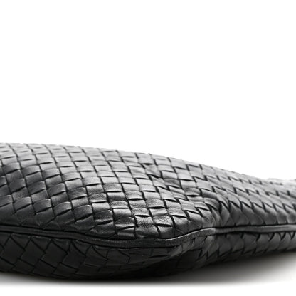 Nappa Intrecciato Flat Shoulder Bag Black