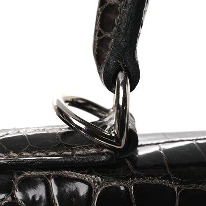 Shiny Porosus Crocodile Kelly Sellier 28 Gris Elephant