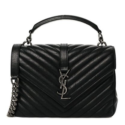 Sheepskin Matelasse Chevron Monogram Medium College Bag