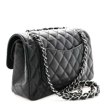 Caviar Quilted Small Double Flap Black