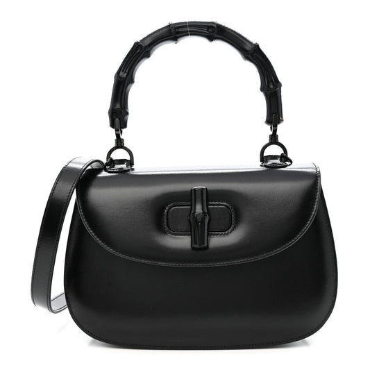 Boarded Dyana Lux Calfskin Web Monochrome Medium Bamboo 1947 Top Handle Bag Black