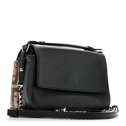 Vitello Dolce F is Fendi FF Embossed Micro Double Baguette Tobacco Black