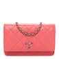 Lambskin Quilted Wallet On Chain WOC Pink