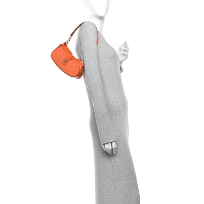 Calfskin Monogram Mini Moon Side Shoulder Bag Orange