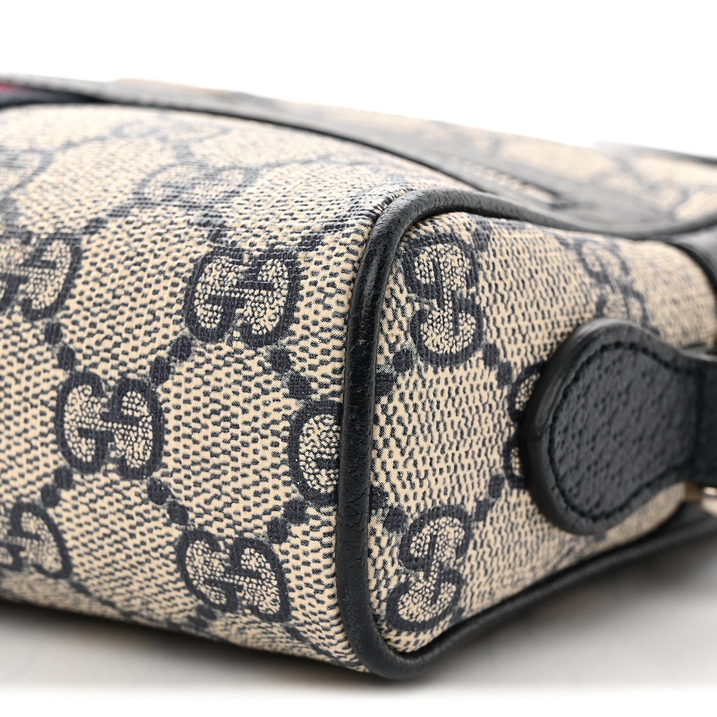GG Supreme Monogram Textured Dollar Calfskin Web Mini Ophidia Shoulder Bag Beige Blue