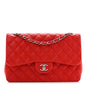 Lambskin Quilted Jumbo Double Flap Red