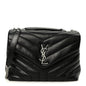 Calfskin Y Quilted Monogram Small Loulou Chain Satchel Black