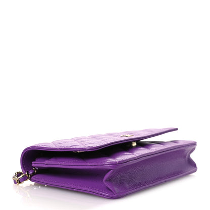 Caviar Quilted Wallet On Chain WOC Purple