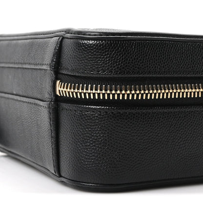 Caviar Quilted Small CC Filigree Vanity Case Black
