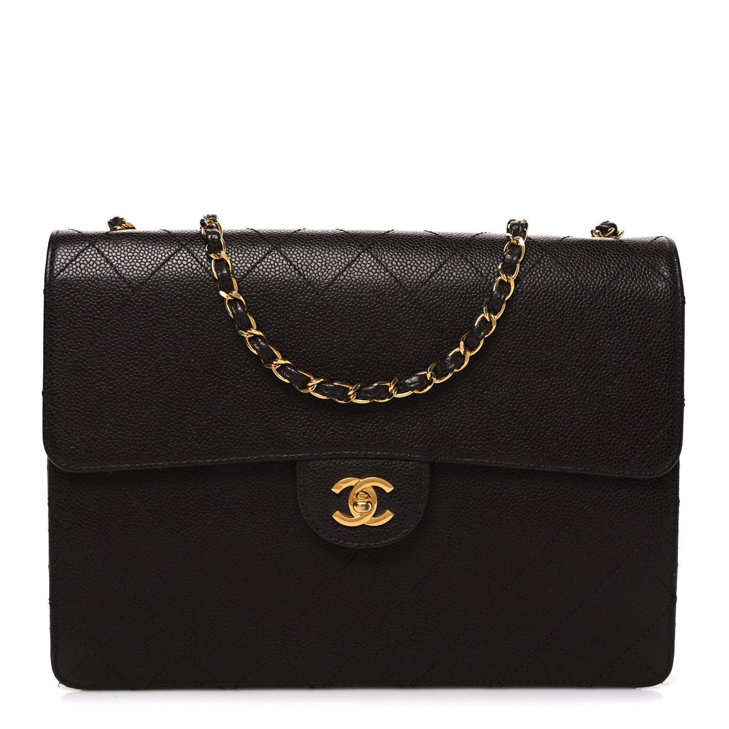 Caviar Stitch Jumbo Single Flap Brown