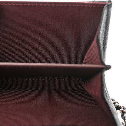 Caviar Quilted Flap Card Holder On Chain Black