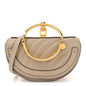 Calfskin Lambskin Quilted Studded Nile Bracelet Minaudiere Bag Pastel Grey