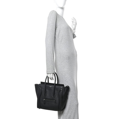 Drummed Calfskin Micro Luggage Black