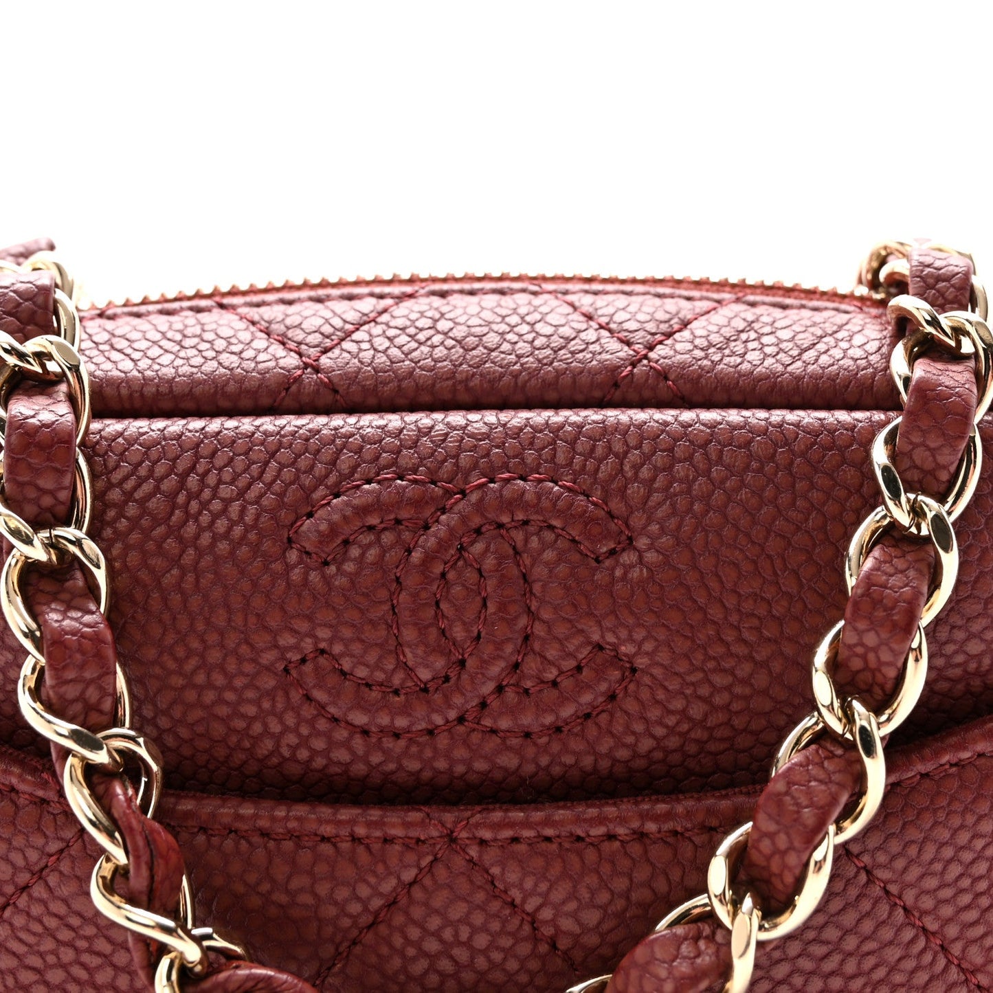 Caviar Quilted Mini Coco Tassel Camera Case Burgundy