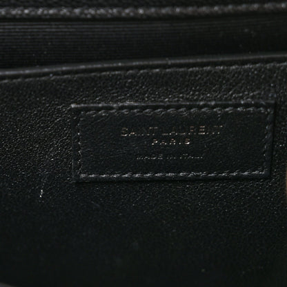 Grain De Poudre Textured Mixed Matelasse Triquilt Medium Monogram Monochrome Satchel Black
