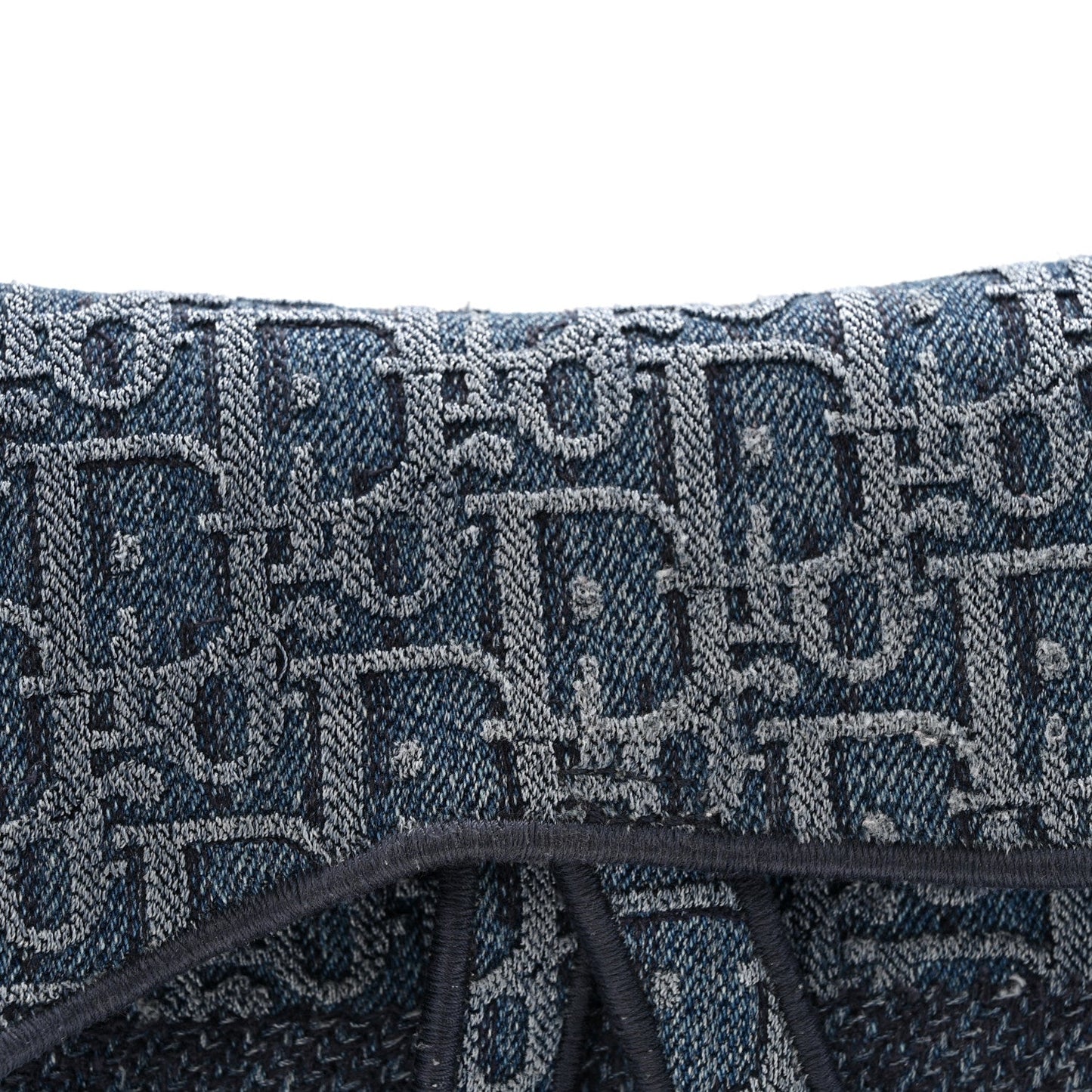 Oblique Embroidered Saddle Bag Denim Blue