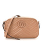 Calfskin Matelasse Monochrome Small GG Marmont Chain Shoulder Bag Camelia
