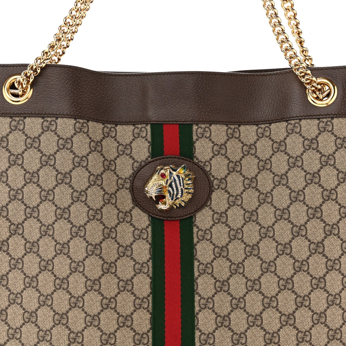 GG Supreme Monogram Large Rajah Chain Tote Beige New Acero