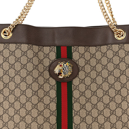 GG Supreme Monogram Large Rajah Chain Tote Beige New Acero