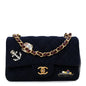 Felt Quilted Paris-Hamburg Charms Mini Rectangular Flap Black Dark Navy