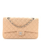 Lambskin Quilted Medium Double Flap Beige