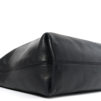 Calfskin Embossed CC Shoulder Bag Black