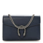 Dollar Calfskin Crystal Mini Dionysus Chain Wallet Blue Agata Black Diamond