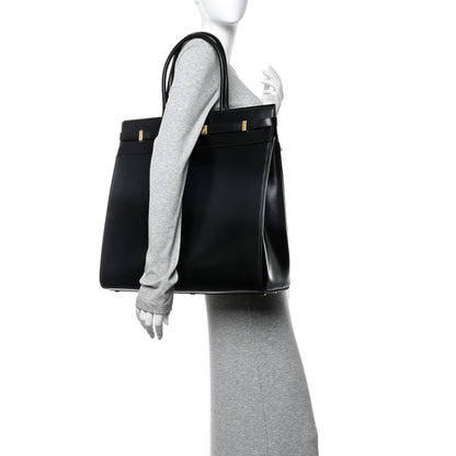 Smooth Calfskin Manhattan North South Shopper Tote Black