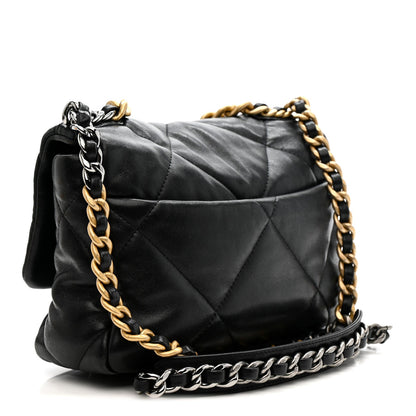 Lambskin Quilted Medium Chanel 19 Flap Black