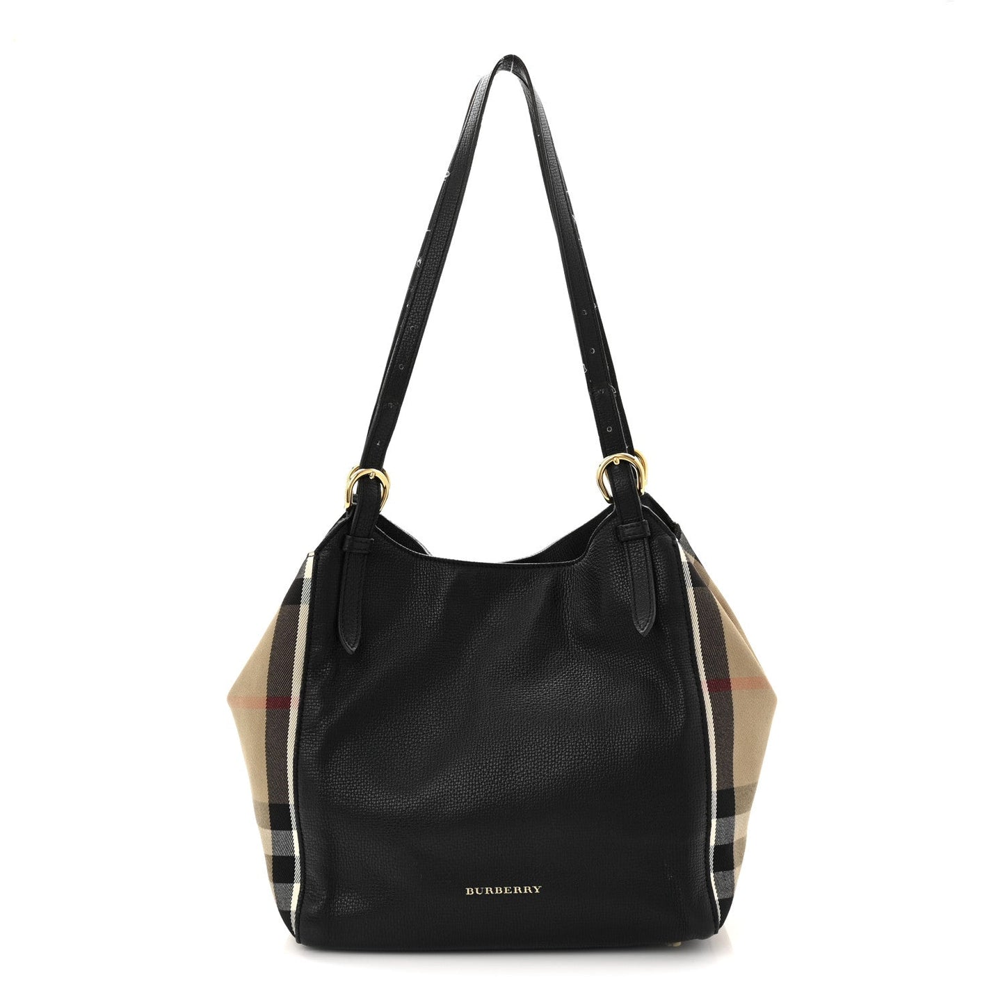 Grainy Calfskin House Check Small Canterbury Black