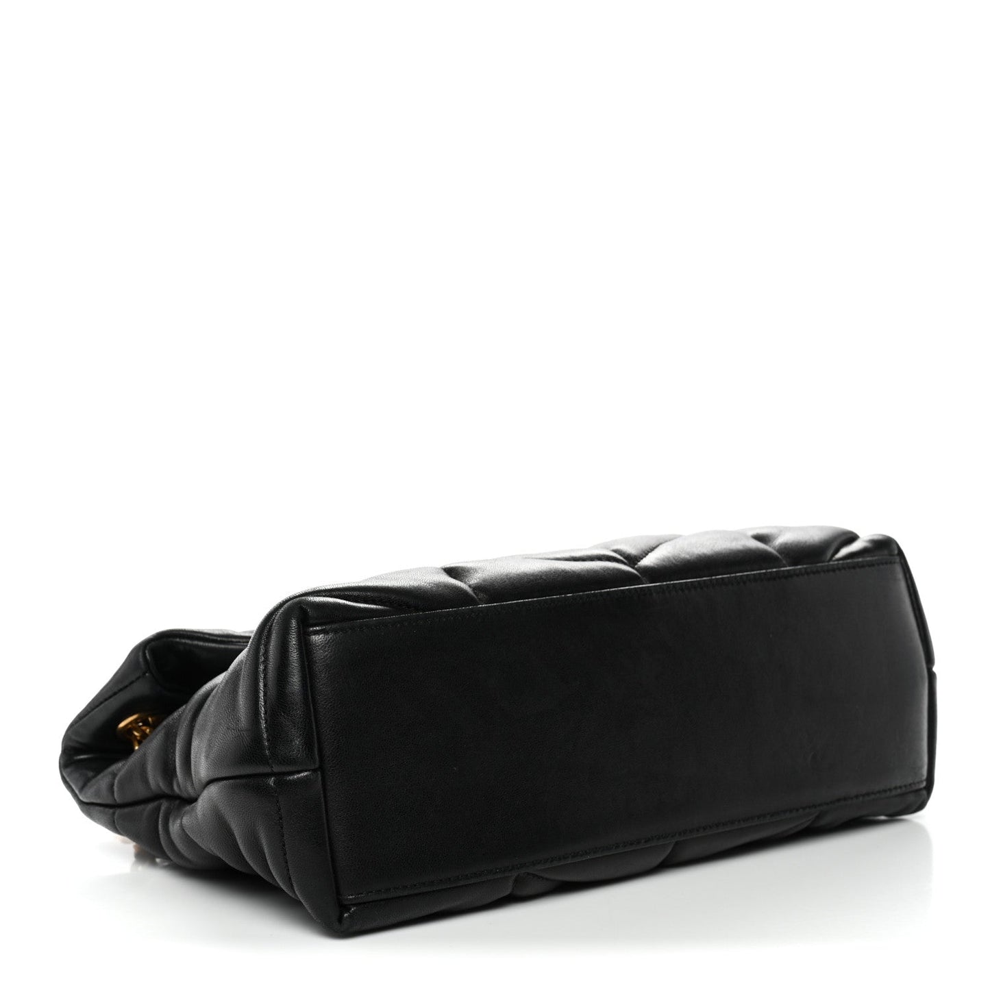 Lambskin Quilted Small Loulou Puffer Monogram Chain Satchel Black