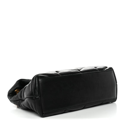 Lambskin Quilted Small Loulou Puffer Monogram Chain Satchel Black