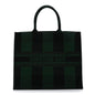 Canvas Embroidered Checkered Book Tote Black Green