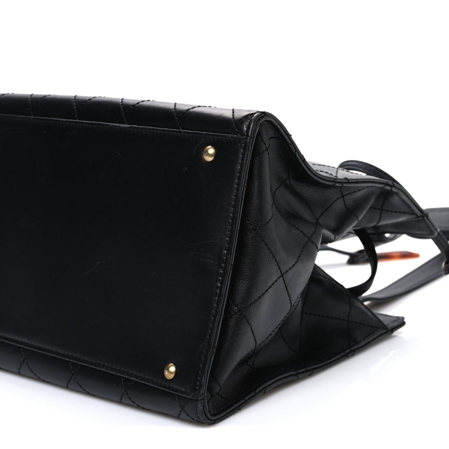 Lambskin Diamond Stitched Shoulder Bag Black