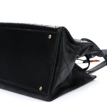 Lambskin Diamond Stitched Shoulder Bag Black