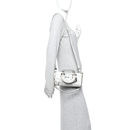 Calfskin Newspaper Printed Small Lady D-Joy Black White