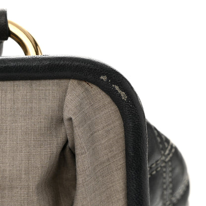Calfskin Quilted Stam Dark Grey