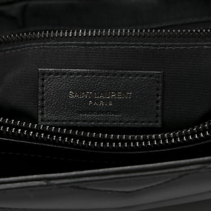 Calfskin Y Quilted Monogram Monochrome Large Loulou Chain Satchel Black