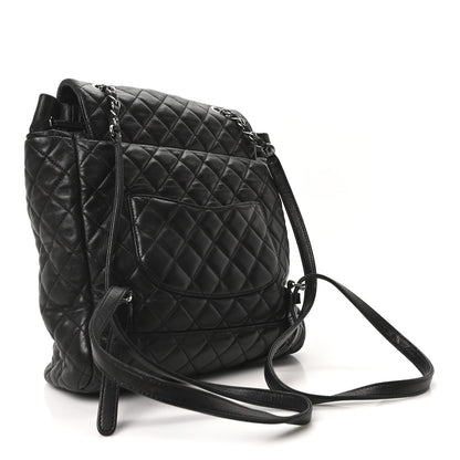 Calfskin Quilted Large Urban Spirit Backpack Black